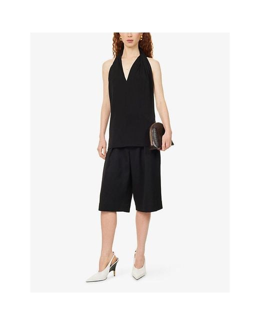 Totême  Blue Twisted Halter-Neck Jersey Top