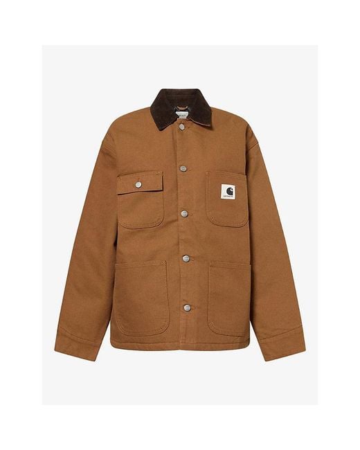 Carhartt Brown Michigan Corduroy-Collar Cotton-Canvas Coat
