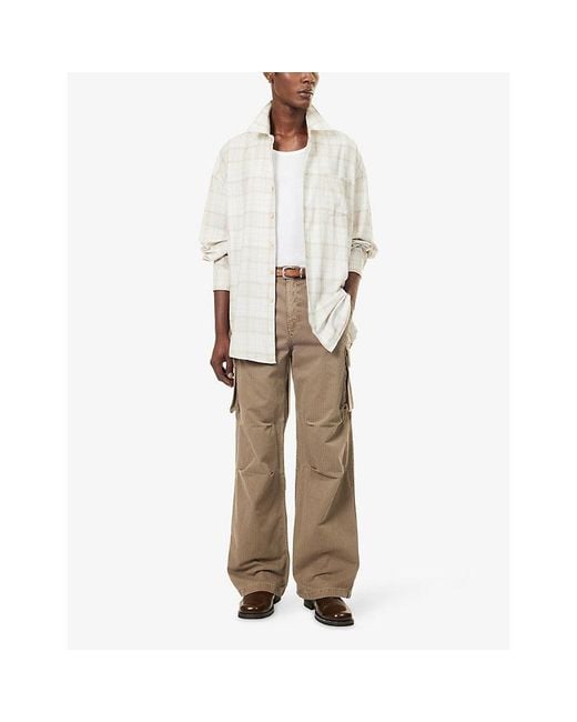 Our Legacy White Borrowed Checked Cotton Shirt for men