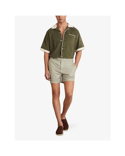 Reiss White Caprio Geometric-Print Swim Shorts for men