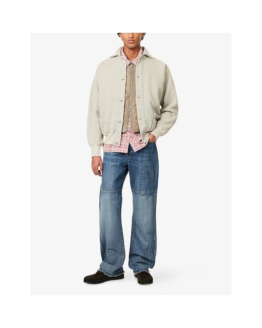 A.PRESSE White Vintage Patch-Pocket Cotton Sweatshirt Cardigan for men