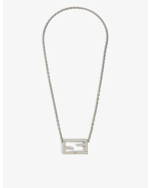Fendi Metallic Ff Palladium-plated Vermeil Brass Necklace for men