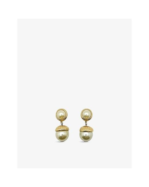 JENNIFER GIBSON JEWELLERY Metallic Pre-Loved Jgj Drop-Plated Metal And Pearl Earrings