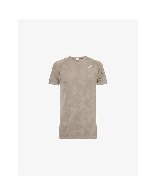 GYMSHARK Natural Geo Seamless Slim-Fit Mesh T-Shirt for men