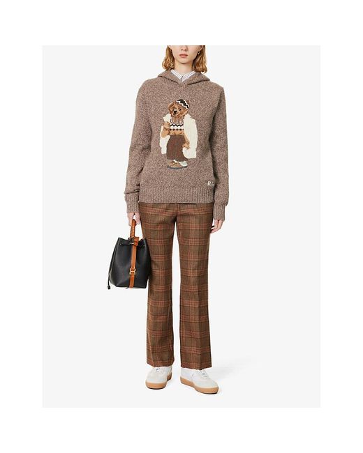 Polo Ralph Lauren Natural Polo Bear Graphic-intarsia Wool And Cashmere-blend Hoody X