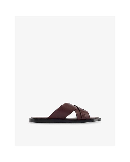Gucci Brown Interlocking G Leather Sliders for men