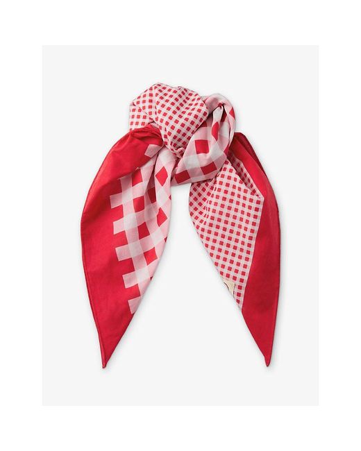 Jimmy Choo Pink Sula Gingham Mixed Print Cotton Bandana