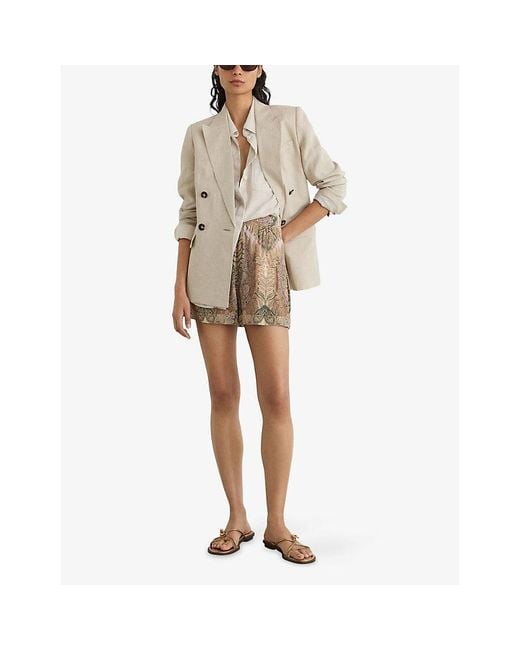 Reiss Natural Neave Paisley-Print Woven Shorts