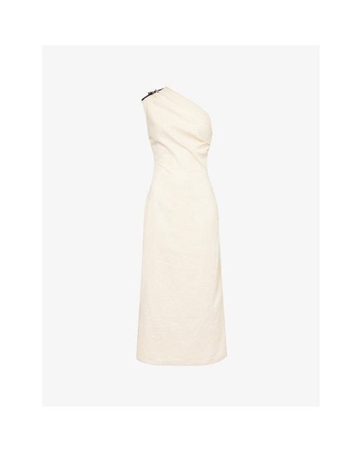 16Arlington White Adelaide Buckle-embellished Woven Maxi Dress