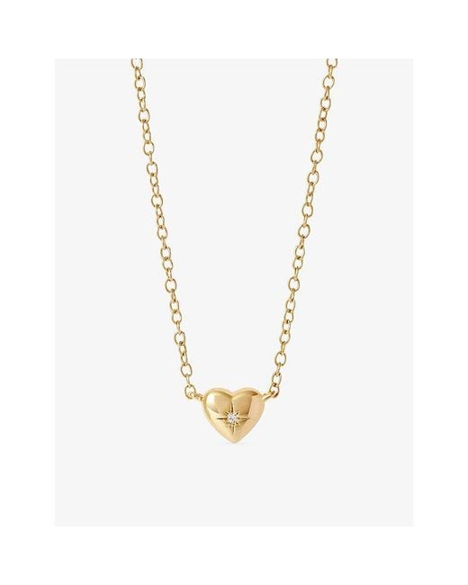 Astley Clarke Metallic Biography Mini Heart 18Ct- Plated Sterling- And Sapphire Necklace