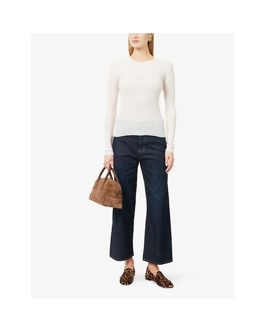 ME+EM White Barely There Slim Ribbed Wool Jumper