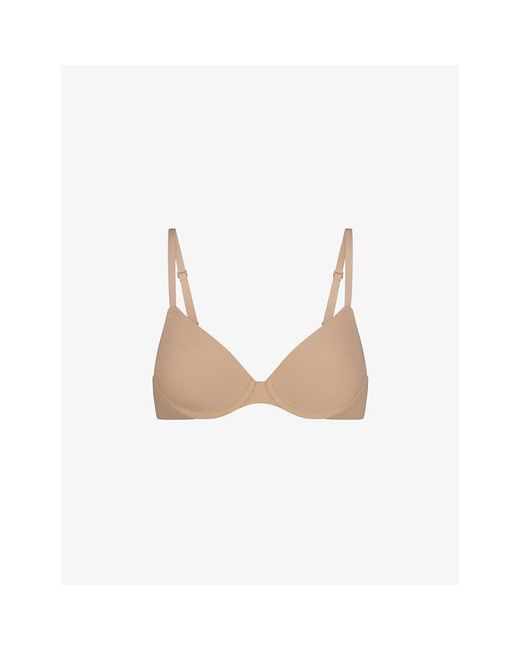 Skims White Fits Everybody Stretch-Woven T-Shirt Bra
