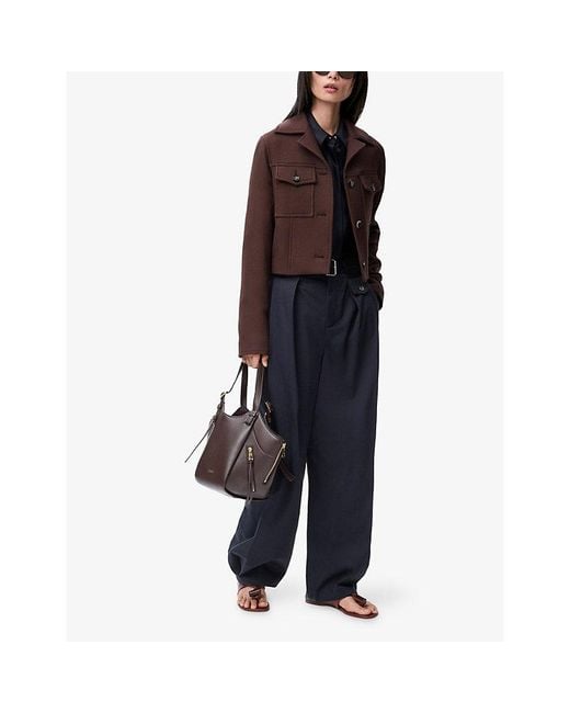 Loewe Blue Pleated Adjustable-Belt Silk-Cotton Blend Trousers