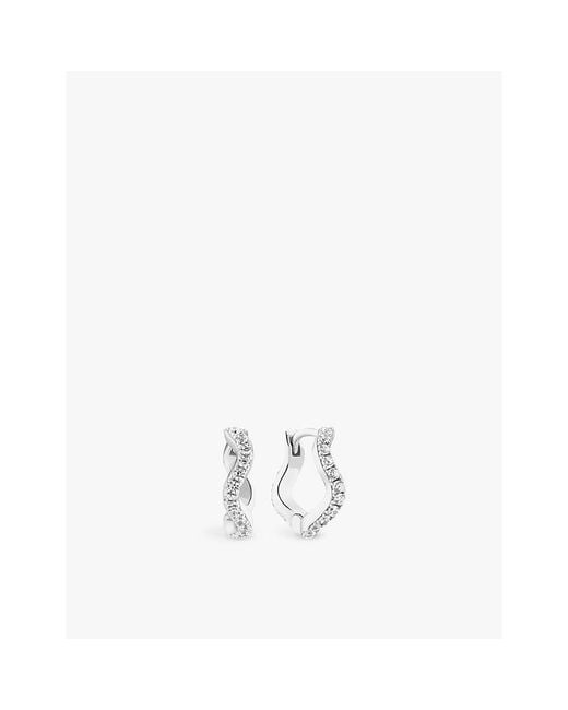 Sif Jakobs White Ellera Waves Medio Sterling- And Zirconia Hoop Earrings
