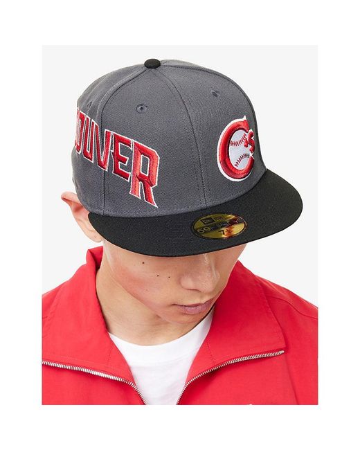 KTZ Multicolor 59Fifty Vancouver Canadians Milb Multi-Logo Woven Baseball Cap for men