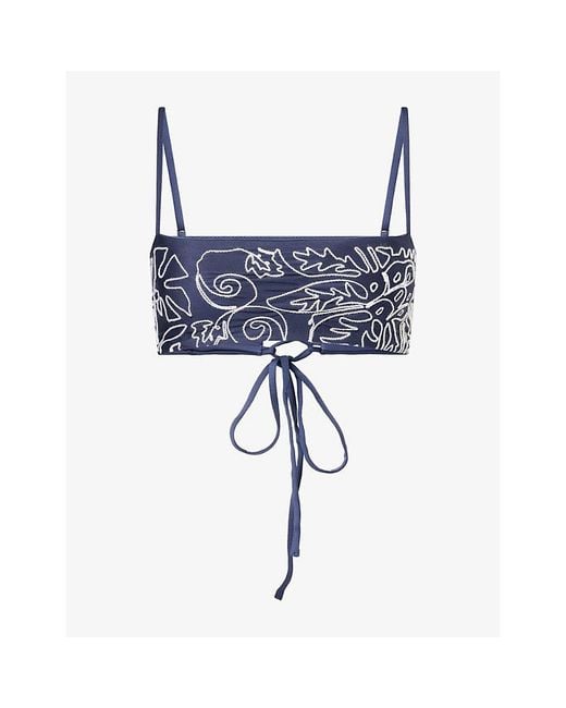 Agua Bendita Blue Brietta Batik Bikini Top