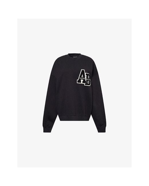 Anine Bing Black Miles Oversized Cotton-Jersey Sweatshirt
