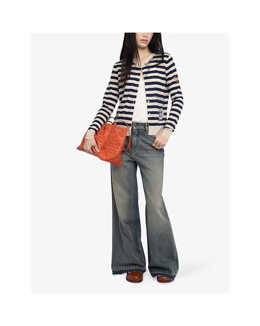 Zadig & Voltaire Blue Missya Striped Cashmere Cardigan