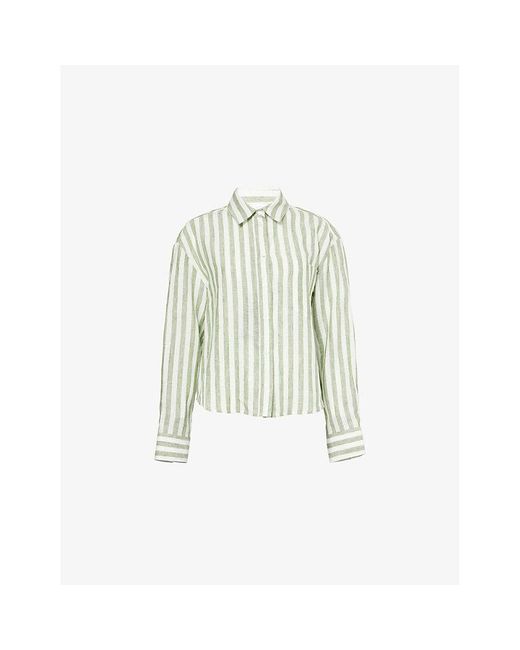 Weekend by Maxmara White Nolana Striped Linen Shirt