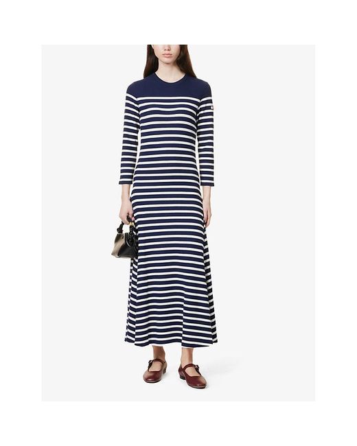 Polo Ralph Lauren Blue Striped Knitted Maxi Dress
