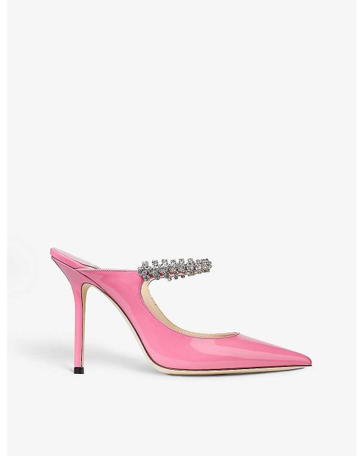 Jimmy Choo Bing 100 Crystal-embellished Patent Leather Heels in Pink | Lyst