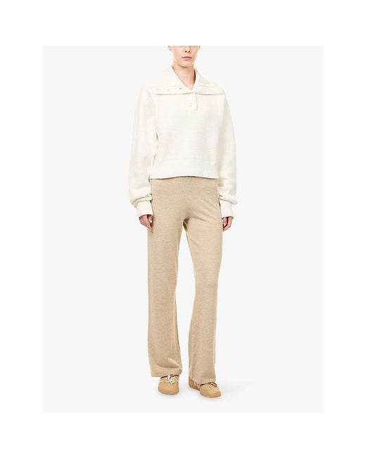 ADANOLA White Volume-Sleeve Knit Henley Top