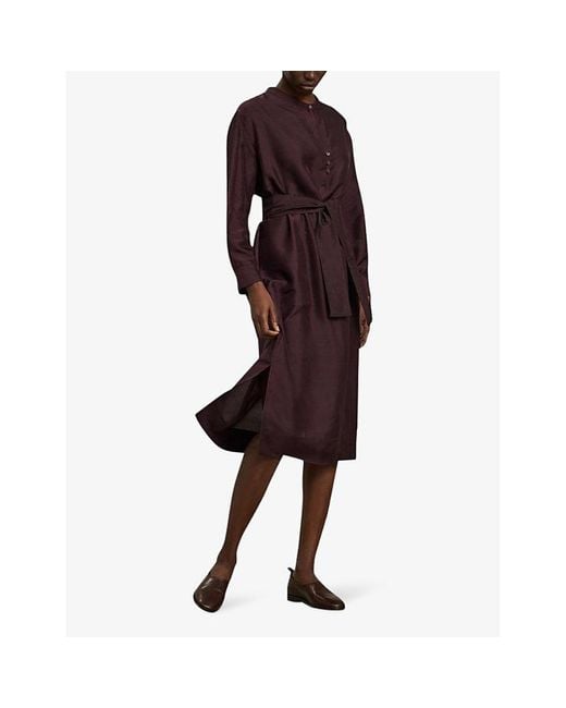 Soeur Cabourg Long Sleeve Silk Midi Dress in Purple Lyst UK