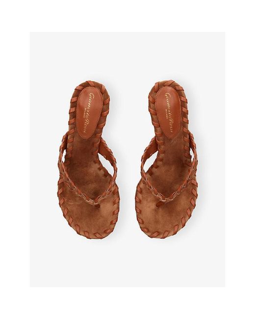 Gianvito Rossi Brown Stitch 70 Suede Heeled Loafers