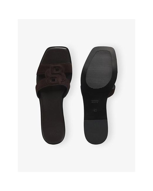Boss Black Monogram Suede Sandals