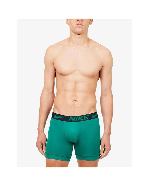 Nike Blue Essential Micro Pack Of Three Jersey Boxer Briefs for men