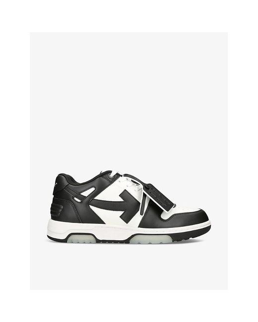 Off-White c/o Virgil Abloh Black Out Of Office Logo-embroidered Leather Low-top Trainers for men