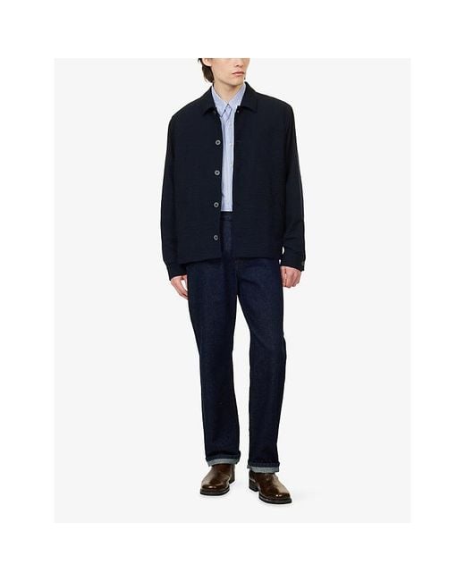 Sunspel Blue Textured Lightweight Wool Jacket for men