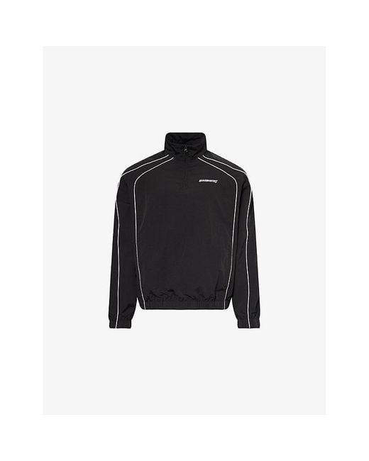 AWAKE NY Black Logo-Embroidered Quarter-Zip Shell Track Jacket for men