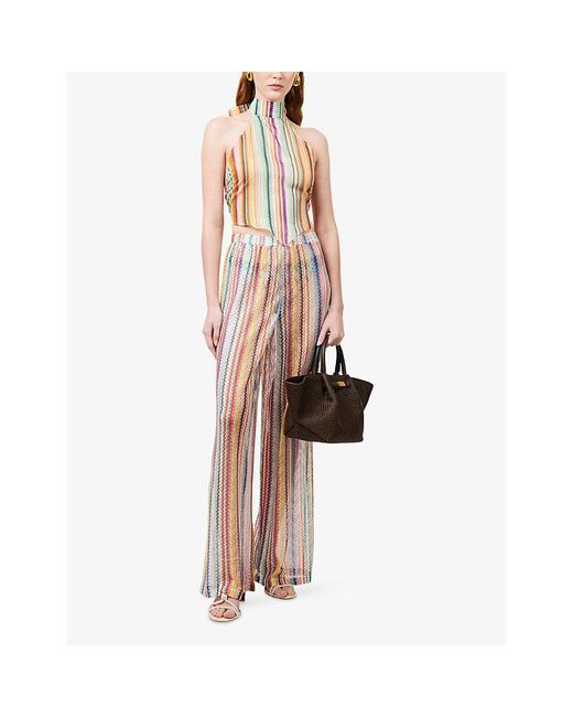 Missoni Metallic Chevron Halterneck Cotton-Blend Top