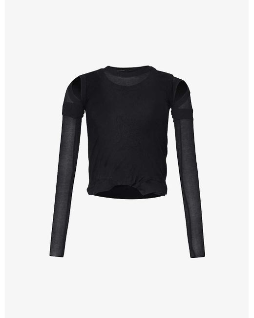 Rick Owens Black Long-sleeved Slim-fit Cotton-jersey Top