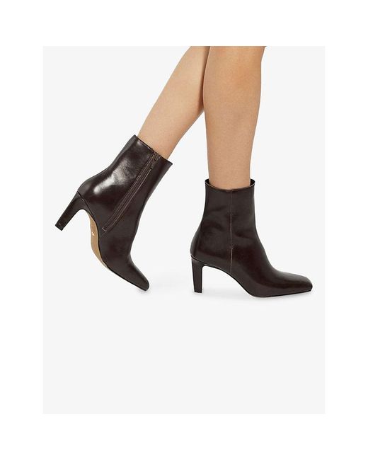 Dune Brown Ovation Leather Heeled Ankle Boots