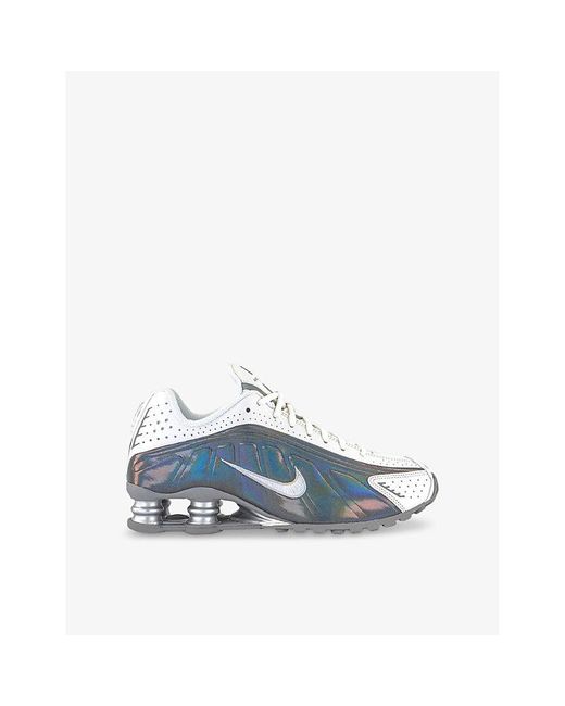 Nike Blue Shox R4 Leather And Mesh Low-Top Trainers