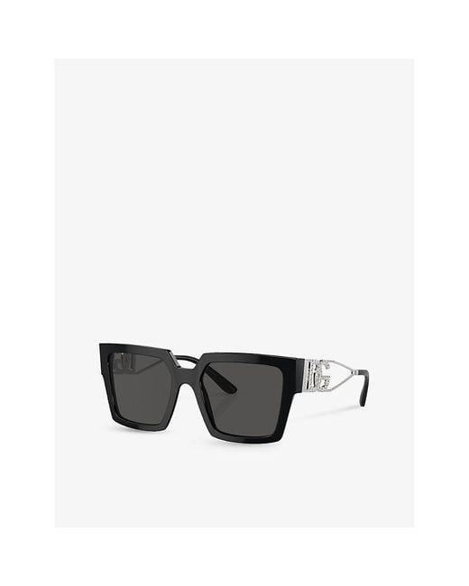 Dolce & Gabbana Black Dg4446b Square-frame Acetate Sunglasses