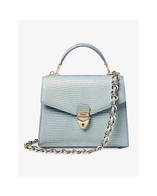 Aspinal Blue Mayfair Leather Shoulder Bag