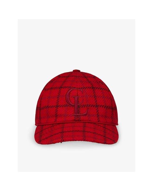 Christian Louboutin Red Neocl Check-Print Wool And Leather Baseball Cap for men