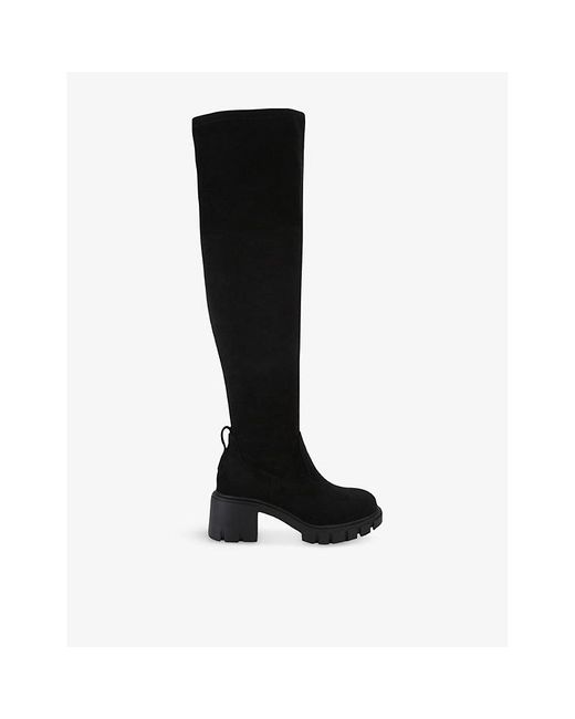 KG by Kurt Geiger Black True Heeled Suede Knee-High Boots