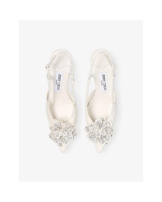 Jimmy Choo White Mimmi 50 Leather Slingbacks
