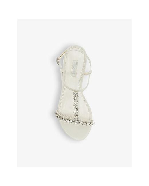 Dune White Bridal Nuptuals Crystal-embellished Faux-leather Sandals