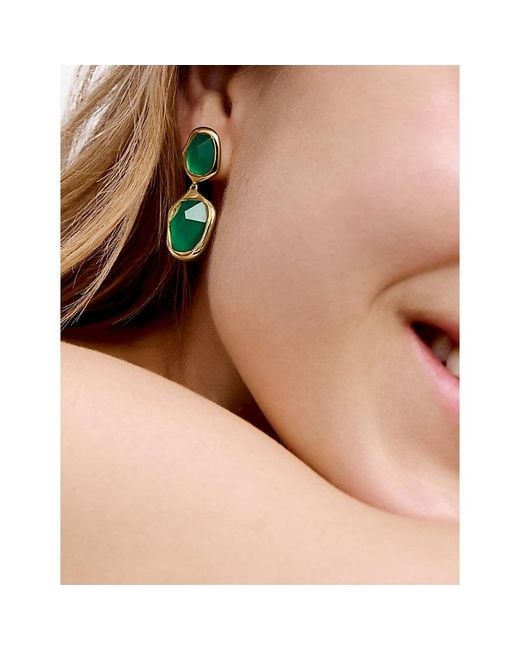 Monica Vinader Green Odyssey Cocktail 18Ct Vermeil-Plated 925 Sterling And Onyx Drop Earrings