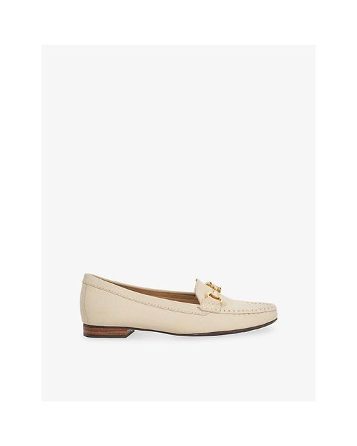 Dune Natural Glenniee Snaffle-Embellished Suede Lloafers