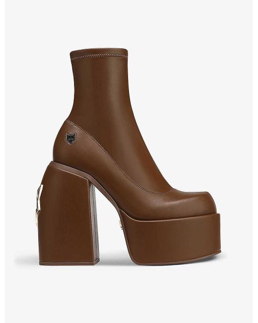 Naked Wolfe Brown Sugar Faux-leather Ankle Boots