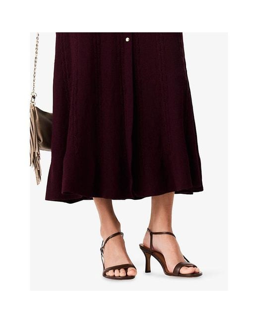 Maje Brown Strappy Leather Heeled Sandals
