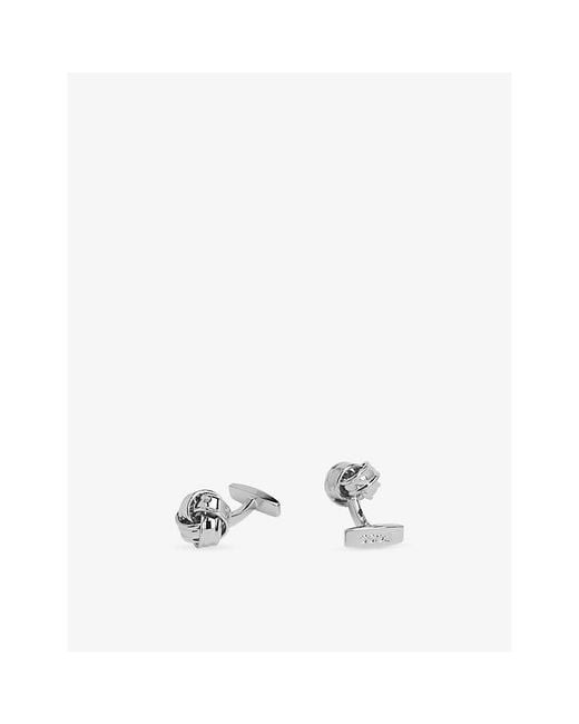 Boss White Knot-Shaped Brass Cufflinks for men