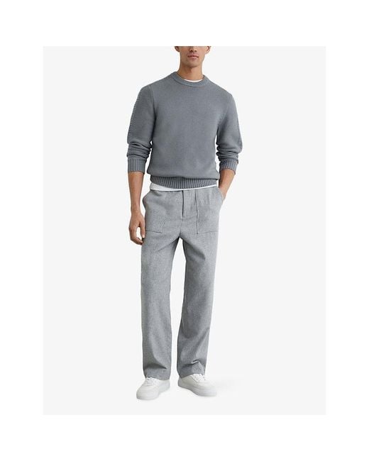 Reiss Blue Beech Knitted Wool-Blend Jumper for men