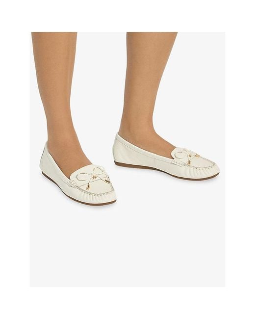 Dune White Grier Leather Moccasins